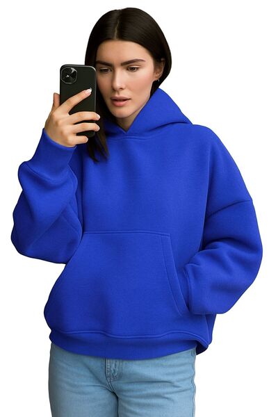 DM DOLCE MORE سترة رياضية بقلنسوة للجنسين مصنوعة من القطن الممشط بثلاث خيوط