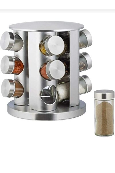 METALAY 12-Piece Rotating Metal Spice Rack Spice Set Round Steel