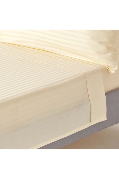 Kotonia Home Deco bed sheet, 100% cotton, Damask Satin, stripe size 1 cm, Vanilla, 240x260 cm