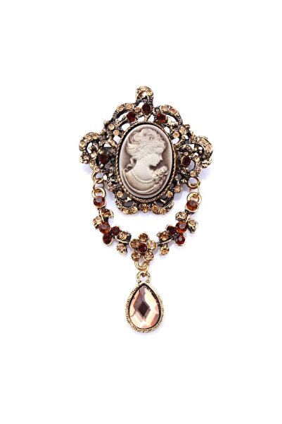 OEM Broșă Camee aurie Model 4 în Cutie de Bijuterii