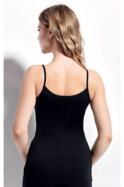 Kolcu 6 Pieces, 100% Cotton, Ribbed Fabric, String Straps, Women's Tank Top
