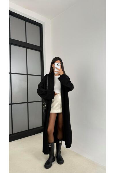 Gaus Siyah Uzun Premium Triko Hırka GAUS-00116