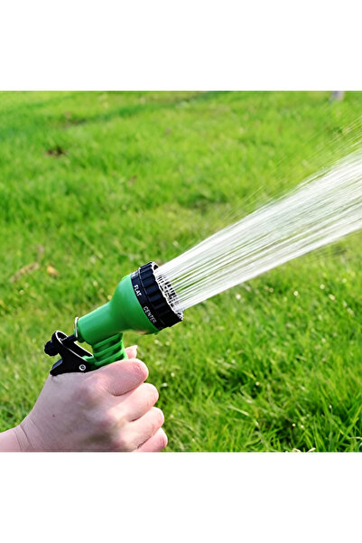NEO Expandable Garden Watering Hose, 7 Functions, with Watering Gun, 30 meters, Connectors Included, Green