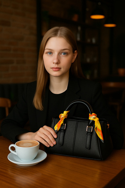 ESTUTE Kadın Şık Deri Görünümlü Fular Detaylı Omuz ve El Çantası