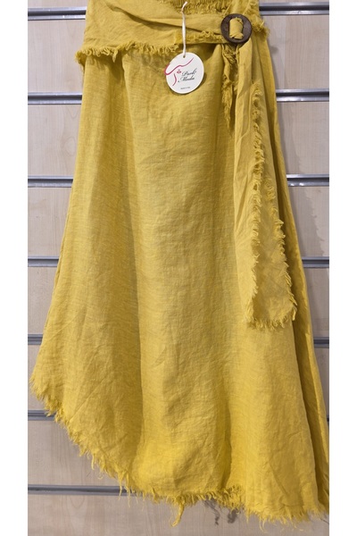 Park Moda Italian Linen Skirt with Fringe Detail and Buckle