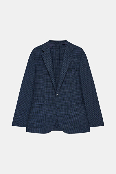 W Collection LACİVERT DÜĞMELİ KETEN CEKET