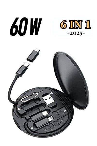 Generic 60W Portable 6 In 1 USB Adapter Kit with Multi-Type Charging Cable, USB C to Lightning, Card Slot, F
