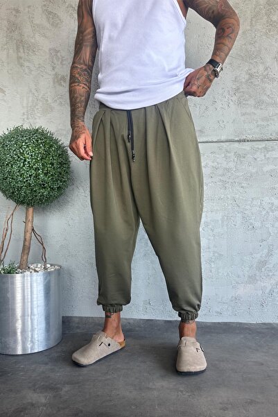 MADZEYMODA Men's Khaki Casual Pants with Elastic Waist and Cuffs Lycra Harem Shalwar Ke-7020