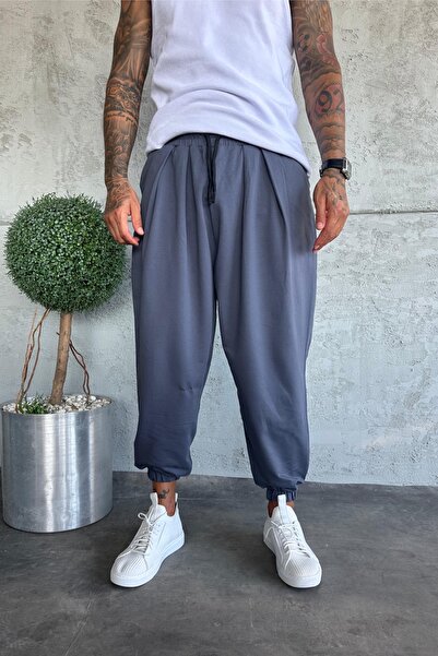 MADZEYMODA Men's Smoked Loose Pants with Elastic Waist and Legs, Lycra Harem Baggy Ke-7020