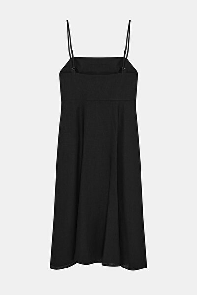 W Collection Black Linen Strap Dress