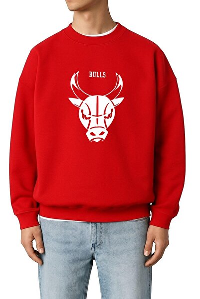 E-ROMA Hanorac unisex cu 3 fire din bumbac pieptănat cu imprimeu Chicago Bulls