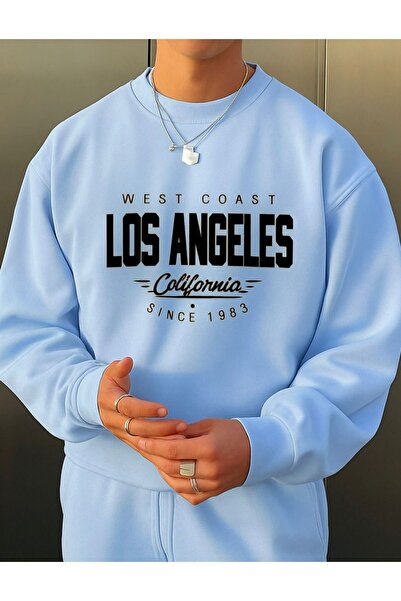 DM DOLCE MORE سترة رياضية مطبوعة بتصميم لوس أنجلوس من القطن الممشط بثلاث خيوط...