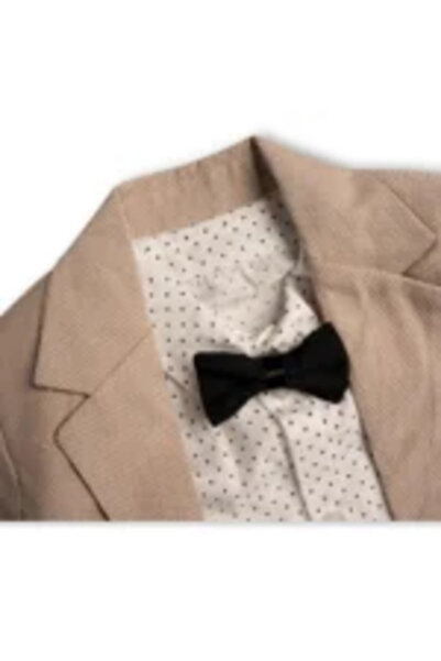 Mamboo Elegant Suit for Boys with Beige Jacket and Shirt with Bow Tie