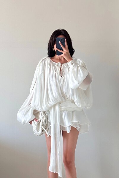 Eka Women's White Dress with Shorts (the Shorts Are Separate in the Form of a Lining.) 1026-221732