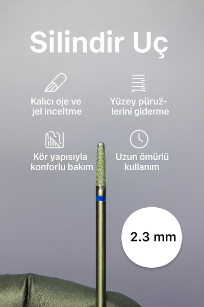 Rulia Professional Rulia 2.3 mm Silindir Freze Ucu – Profesyonel Kalıcı Oje v...