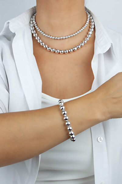 Liveyn Design Metallized Necklace Bracelet Set