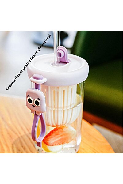 Flippy Silicone cup with lid and straw for children, Flippy, anti-drop, fruit/tea/ice compartment, heat res