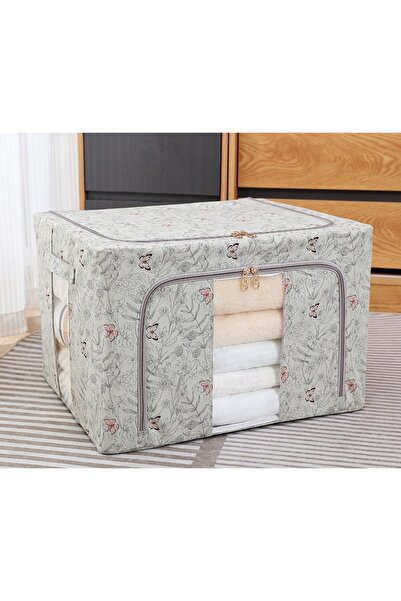 Flippy Storage Box, Flippy, 66L, Textile, 50 x 40 x 33 cm, Clothes and Underwear, Butterfly Pattern, Gray