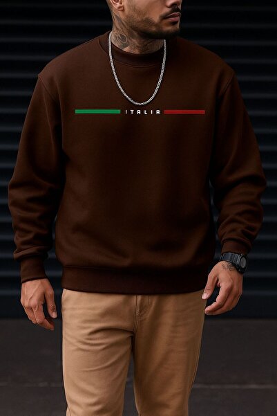 BENROMA سترة رياضية مطبوعة من القطن الممشط الإيطالي بثلاث خيوط للجنسين