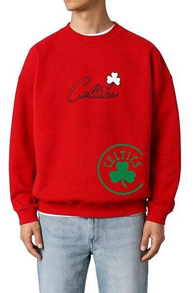 DM DOLCE MORE سترة رياضية للجنسين مطبوعة بنقشة سيلتيكس من القطن الممشط بثلاثة...