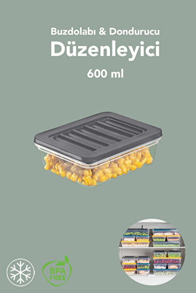 Meleni Home 1 Piece Microwave Compatible Storage Container - Organizer Food Container 600 ml Anthracite