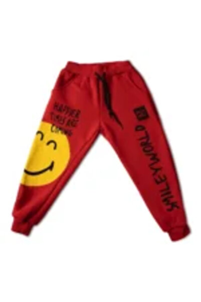 Mamboo Red Tracksuit for Girls with Smiley Face