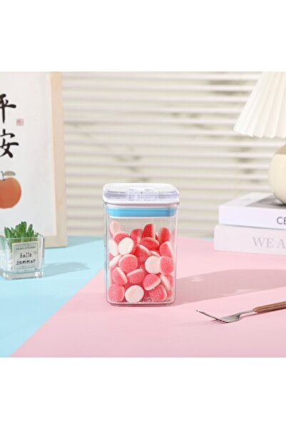 Flippy Food Storage Box Container 0.8L 10x10x15.5 cm Transparent with White-Blue Lid