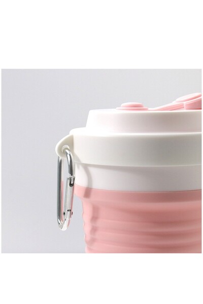 Flippy collapsible silicone cup for travel and camping, 750 ml, straw included, 11.6 x 19.3 cm, pink