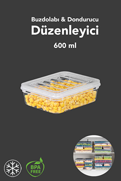 Meleni Home 1 Piece Microwave Compatible Storage Container - Organizer Food Storage Container 600 ml Transparent