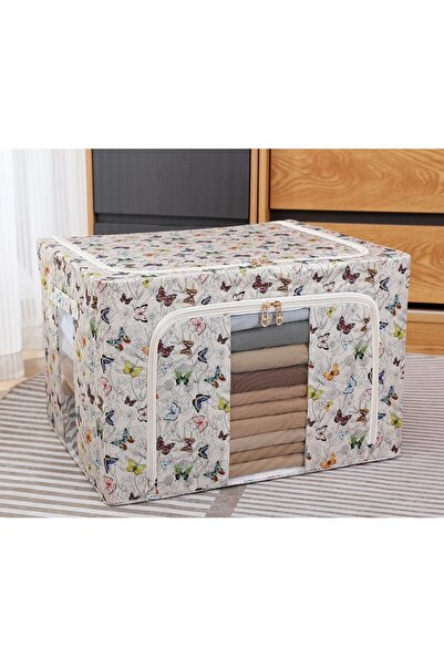 Flippy Storage Box, 66L, Textile, 50 x 40 x 33 cm, Clothes & Linens, Butterfly Pattern, Multicolor