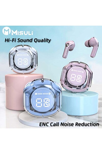 Zen Store سماعات أذن Ultrapods Pro اللاسلكية الحقيقية مع تصميم شفاف وشاشة وبل...