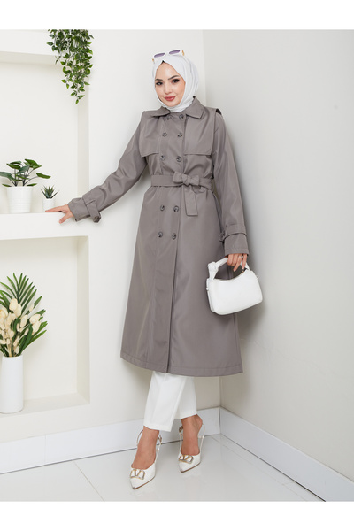 badibadii Trench Coat with Button Detail