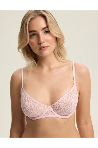 Bloovii Sutien moale, fără căptușeală, cu model floral din dantelă, cu armatu...