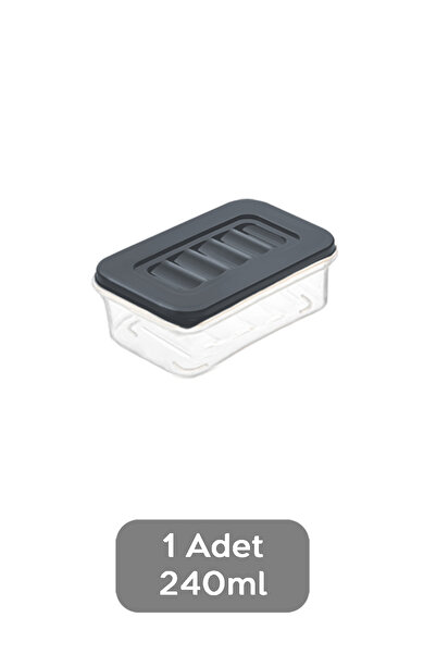 Meleni Home 1 Piece Microwave Compatible Storage Container - Organizer Food Storage Container 240 ml Anthracite