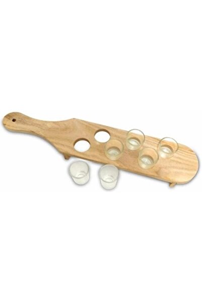 Flippy Glass Shot Glasses, Flippy, Set of 6 Shot Glasses with Wooden Stand, Rustic Design, 41 x 8.5 x 6 cm