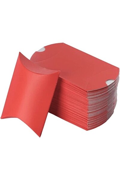 OEM 100 bucati Bomboniere marturii botez cutii marturii forma perna culoare rosu 10cm