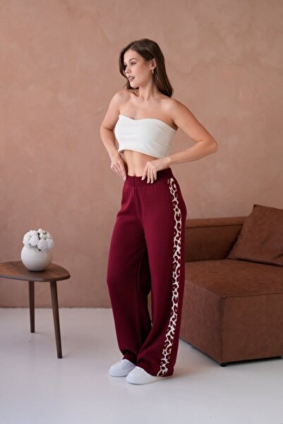 DONNA LISSA Oversize Knitwear Leopard Patterned Premium Trousers
