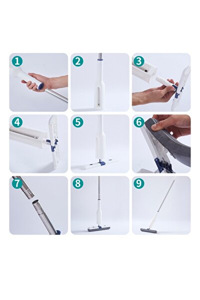 Flippy Telescopic Mop Set with Foldable Bucket, Flippy, Gray, 32 cm, Adjustable Handle 140 cm, Efficient Wr