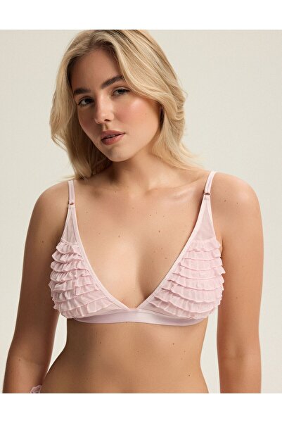 Bloovii Sutien triunghiular fără burete, moale și fără armătură, cu volane ro...