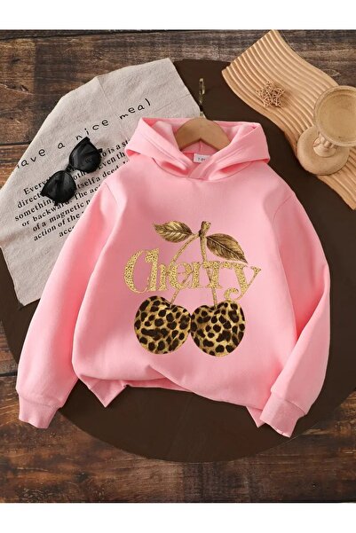 buendiakids Розова качулка с принт на леопард и череши за момичета/момчета