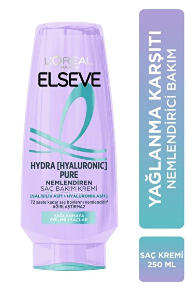 ELSEVE 2'li Hydra [Hyaluronic] Pure Salisilik Asit içeren Yağlanma Karşıtı Nemlendirici Saç Kremi 250ml