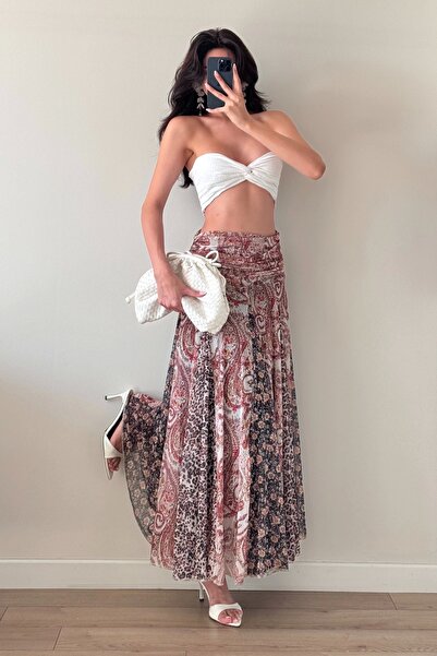 Eka Fusta căptușită cu fermoar ecru pentru femei 1017-7280