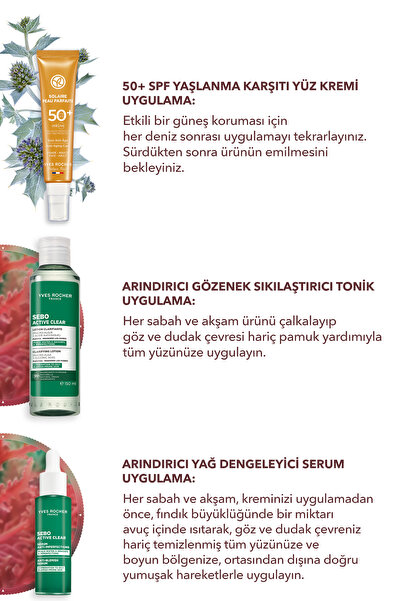 Yves Rocher Gözenek Sıkılaştırıcı ve Matlaştırıcı Set- Güneş Kremi 50+SPF 40 ml & Tonik 150 ml & Serum 30 ml