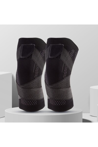 Flippy Elastic Knee Brace, Adjustable with Elastic Straps, Compression Band, Breathable, Size XL, Bl