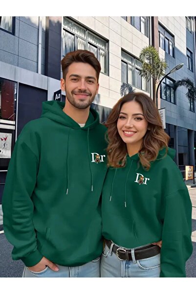 macklin Set de 2 hanorace cu glugă cu imprimeu DR Teddy Bear pentru cuplu de ...