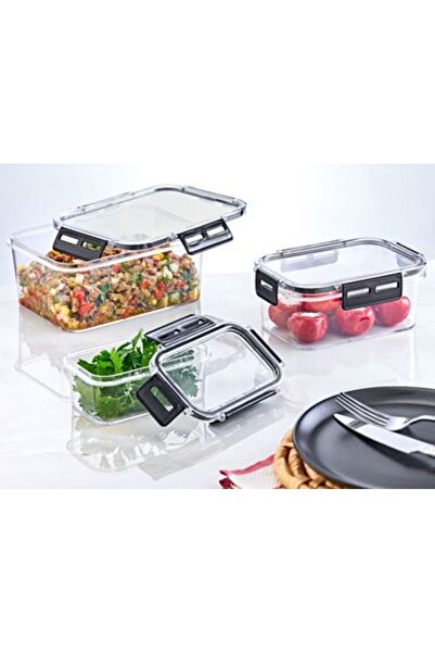 Hanedanev Clear Kare Erzak Kabı - Silikonlu ve Kilitli Kapaklı Saklama Kabı 850 ML 12 x 12,5 Cm
