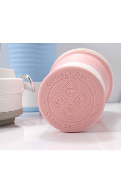 Flippy collapsible silicone cup for travel and camping, 750 ml, straw included, 11.6 x 19.3 cm, pink