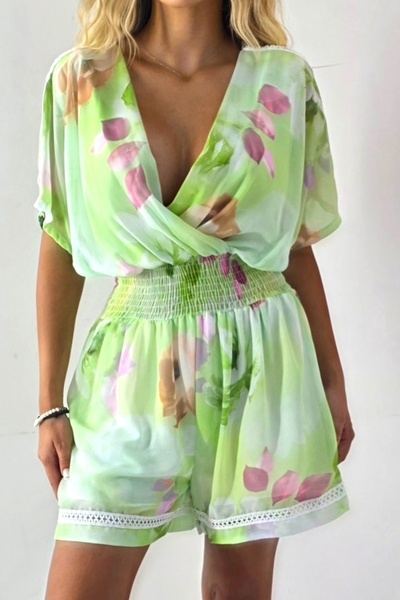 FashionForYou Yonela short jumpsuit, with Printed and embroidered details, Wh...