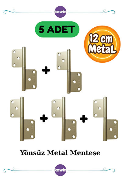 Kawin 5 Adet 12cm Metal Çelik Kapı Menteşe Yönsüz 2mm Dayanıklı Panel Cerman Nikel Krom Gümüş
