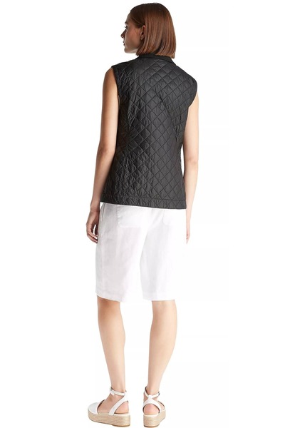 Tommy Hilfiger Kadın Slim Fit Kapitone Gömlek Yaka Yelek - Siyah